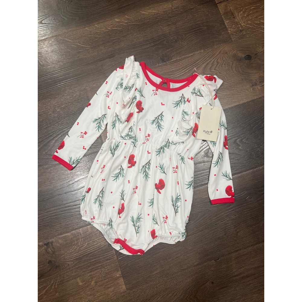 Kyte Baby Cardinal Christmas Long‎ Sleeve Romper 3T NEW!